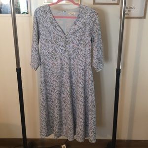 Blue Floral Midi Dress